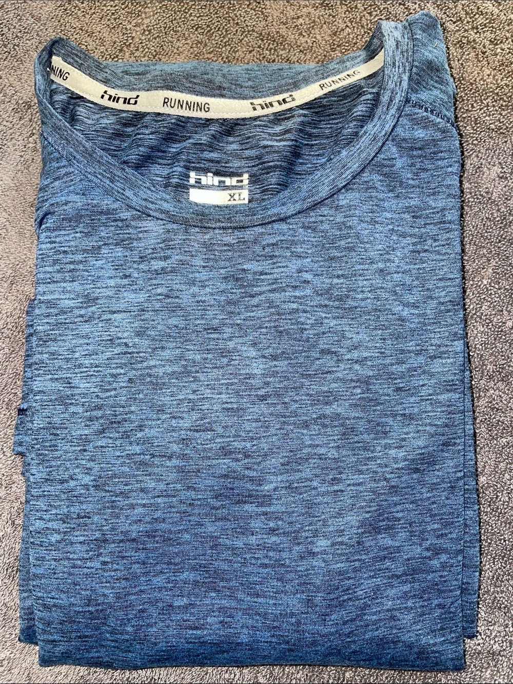Hind Men's Heathered Blur and Black Long Sleeve Running Tee. Super soft. XL